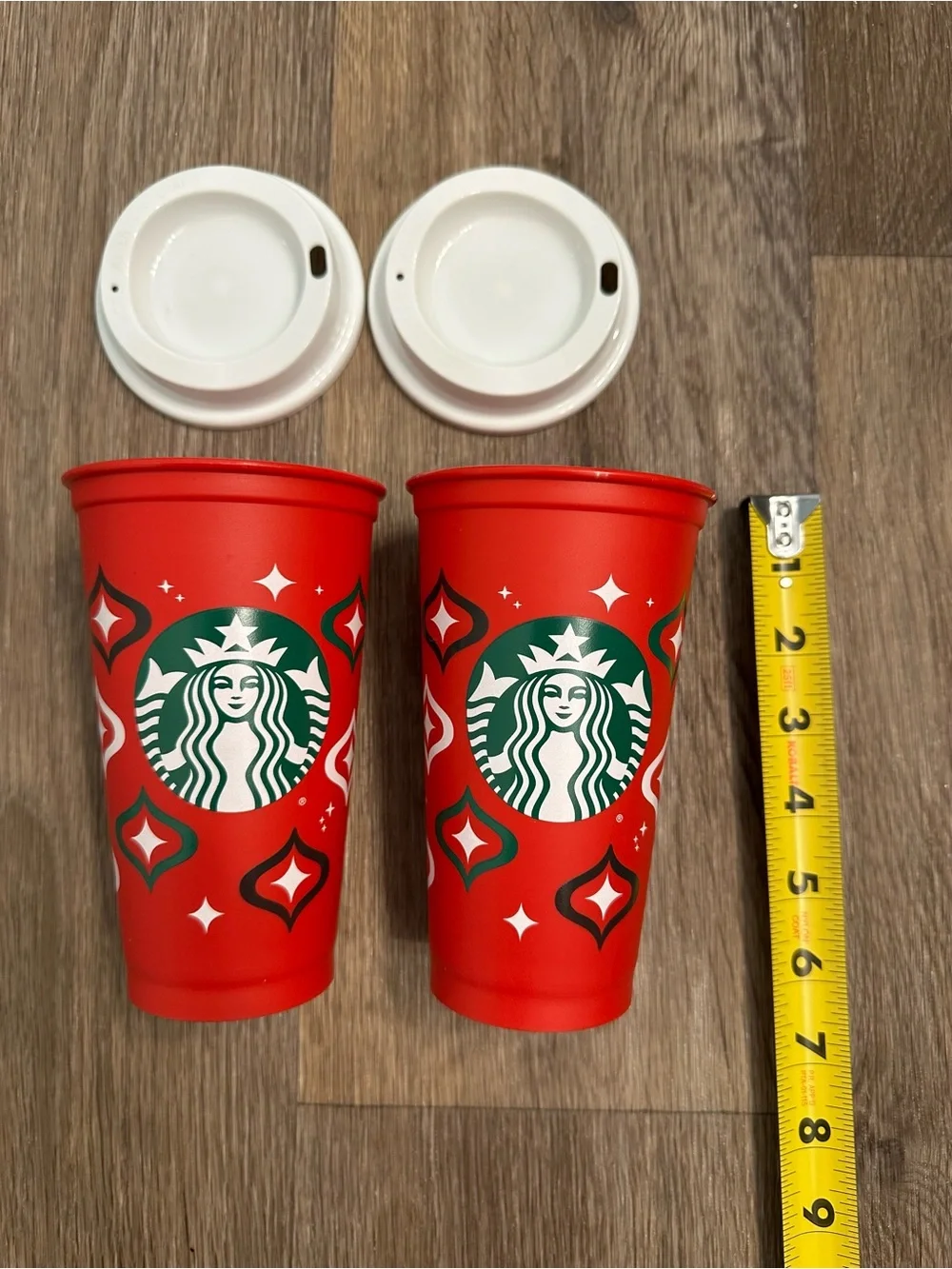 New Starbucks Holiday 2023 Red‎ Cup Day (16 oz) Reusable Hot Cup Set of 2